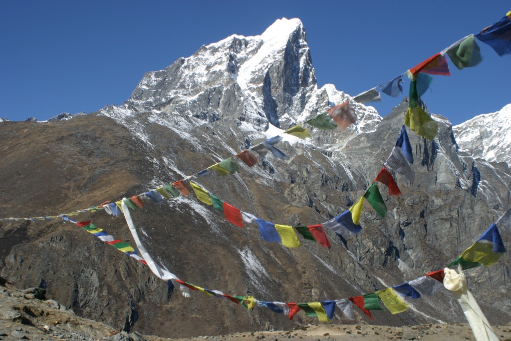 Prayer flags and mountains