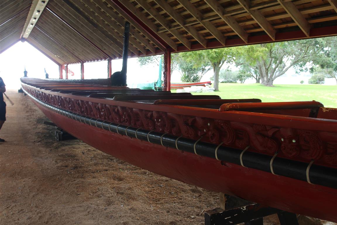 Wooden Maori canoe