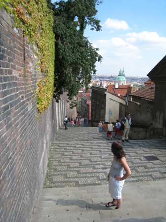 Tracy admires the view looking back down the steps we’d just climbed…