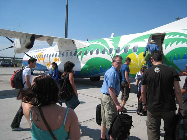 The plane to Trat, complete with cartoon fish...