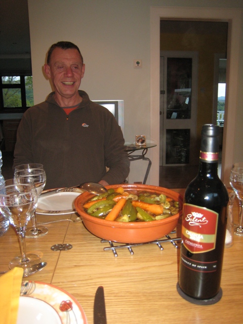 Chris about to serve the delicious venison strew...