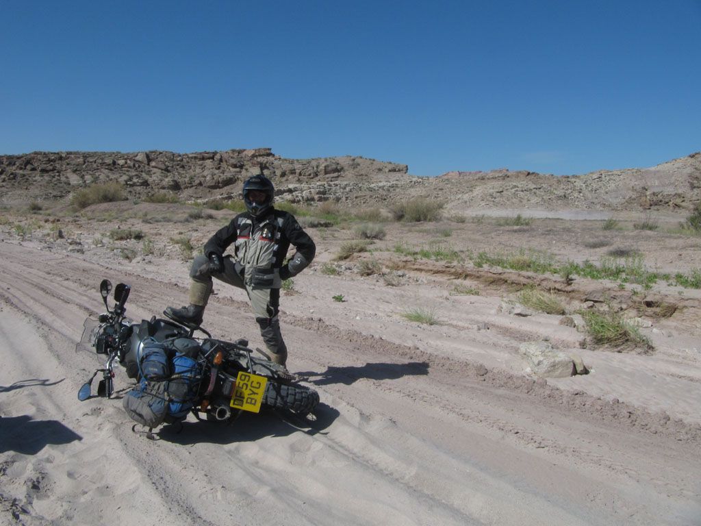 Deep sand and I drop the bike for the 3rd time...