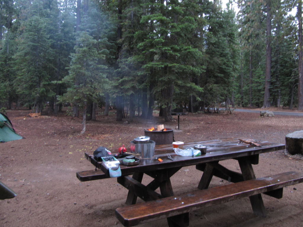Damp campsite meal