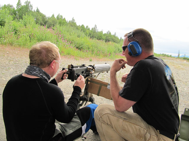 Nigel (ex British Army) plays with a WW1 machine gun