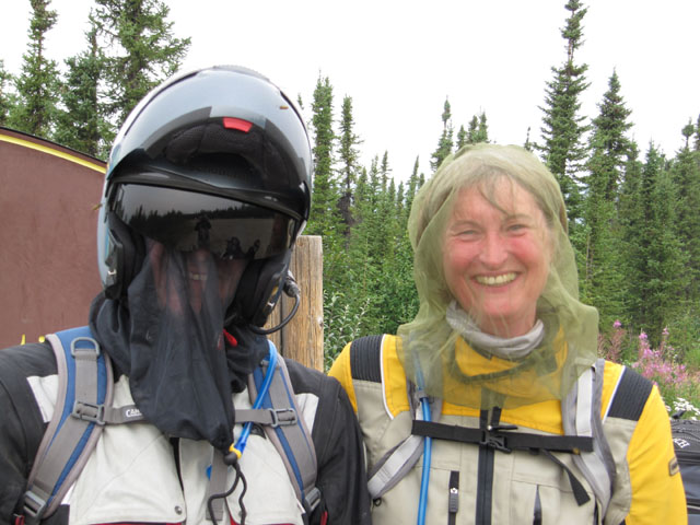 Paul and Danielle demonstrate this year's essential headwear at the Arctic Circle