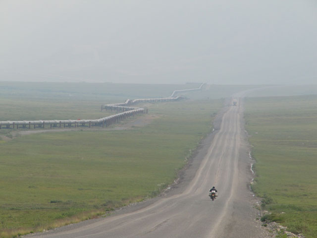Riding the Dalton Highway alongside the oil pipeline... an image straight from my dreams...