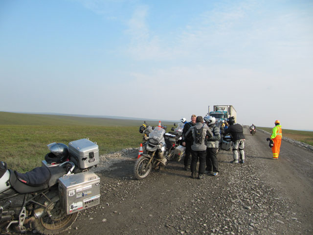 The traffic jam at the roadworks...