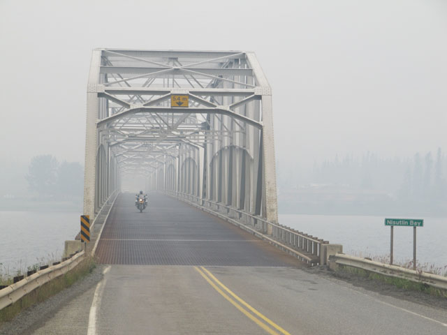 Crossing a bridge in the smoke...