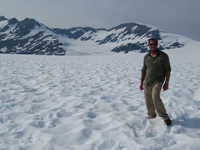 Paul, thankfully clothed again, atop the glacier