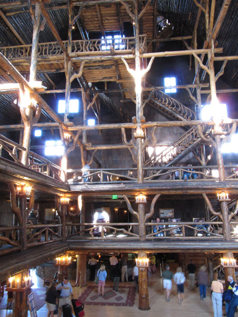 Inside the lobby area, Old Faithful Inn