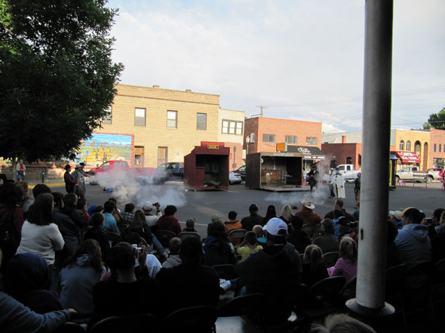 Loud bangs and plenty of smoke.. gunfight in Cody...