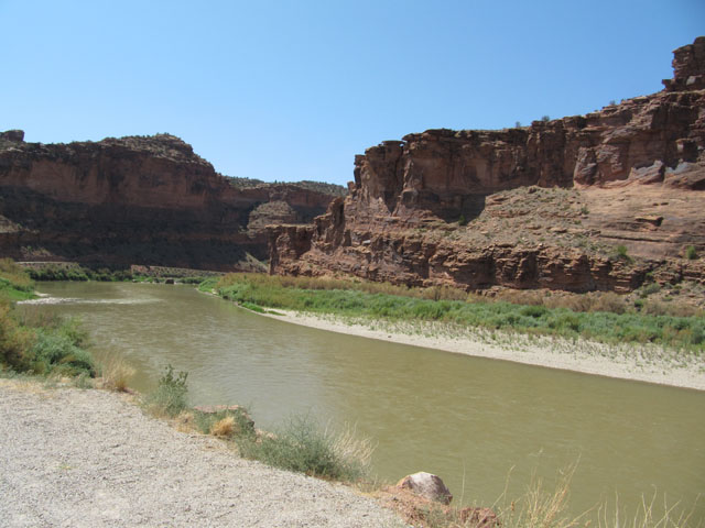 Alongside the Colorad river on highway 128...