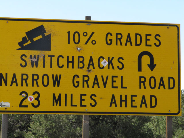 Warning sign on UT-261 prior to the Moki Dugway