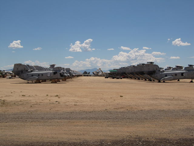 Helicopters awaiting salvage...