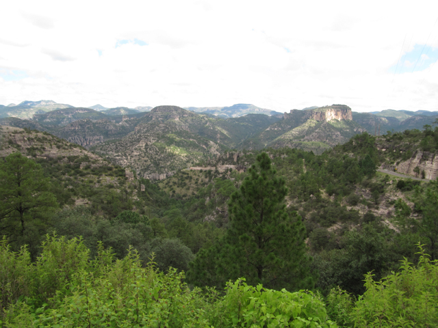 Looking back the way we'd come, in the mountains of Mexico...