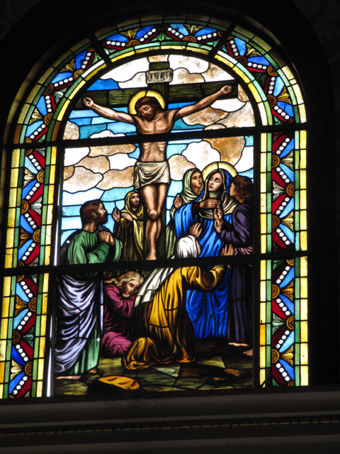 Stained glass window in the church in Catemcao, Mexico Stained glass window in the church in Catemaco, Mexico