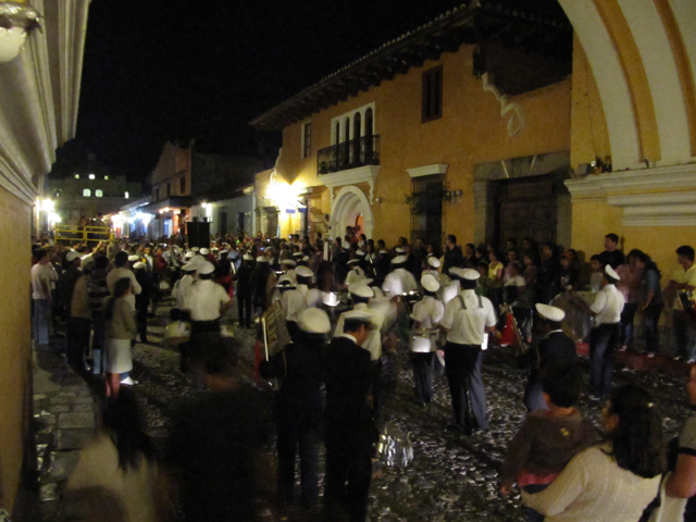 The drum bands at night...