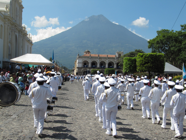 Marching band, Independence Day, Antigua Guatemala... Marching band, Independence Day, Antigua Guatemala...