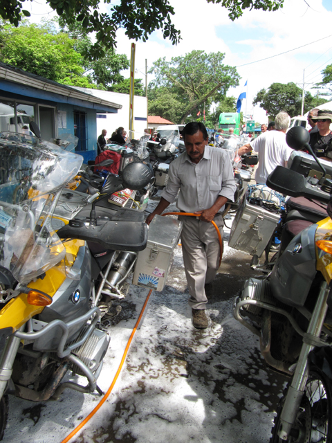 Fumigating the bikes before entering Costa Rica... Fumigating the bikes before entering Costa Rica...