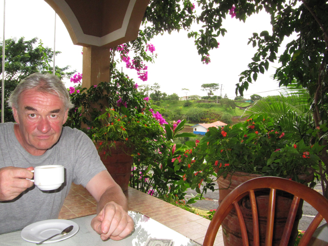 Nick enjoying his second coffee...