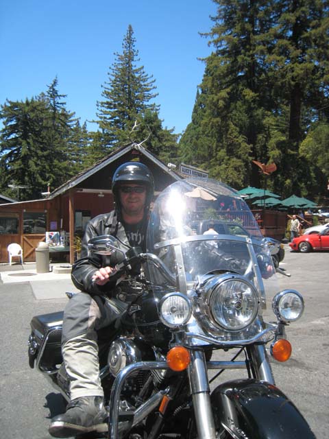 Paul and the Harley outside Alice's Restaurant