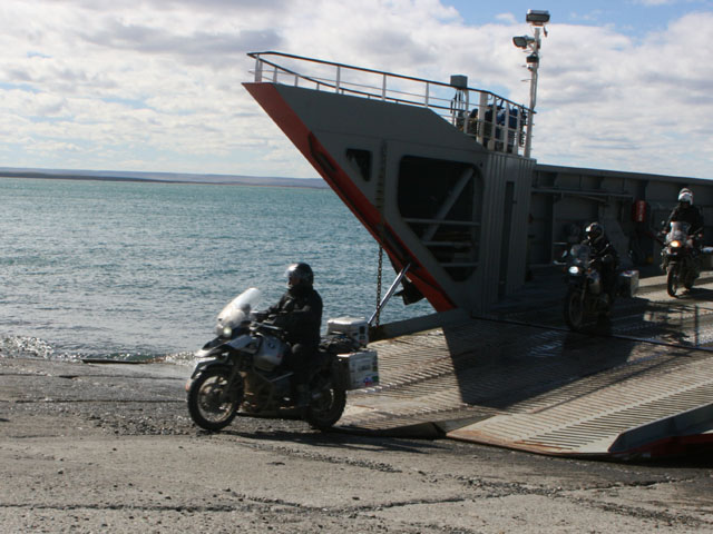 Disembarking the ferry onto Tierra del Fuego...