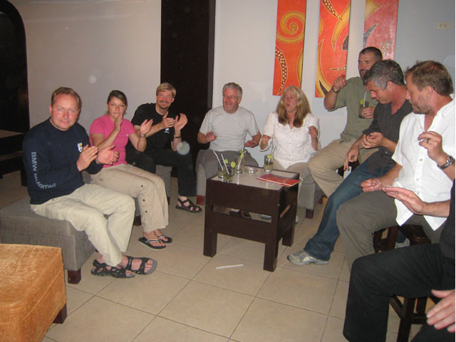 The group rocking in the bar in Peru...