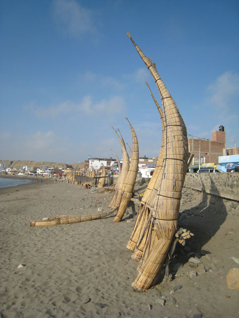 Traditional fishing boats at Huanchaco...