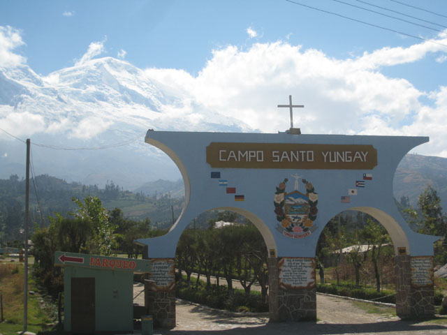 Site of the village of Yungay with Alpamayo in the background