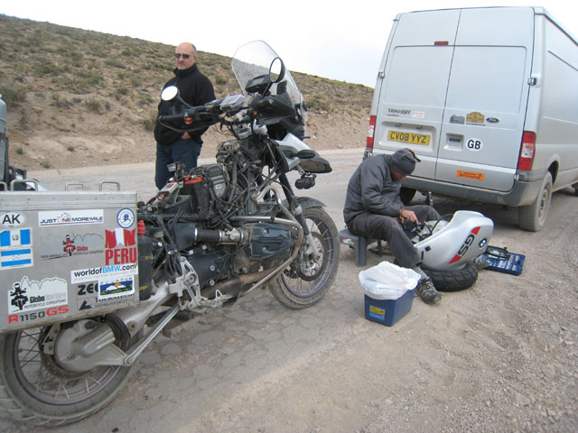 Jeff, once again hard at work fixing my bike...