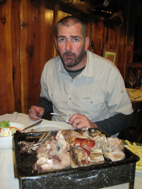 Richard and a platter of Patagonian Lamb...