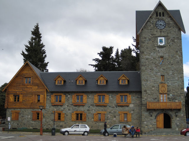 Beautiful buildings in the square in Bariloche...