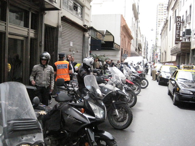 Lined up outside the hotel for the final ride...