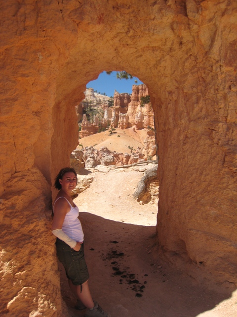 Tracy takes shelter from the sun