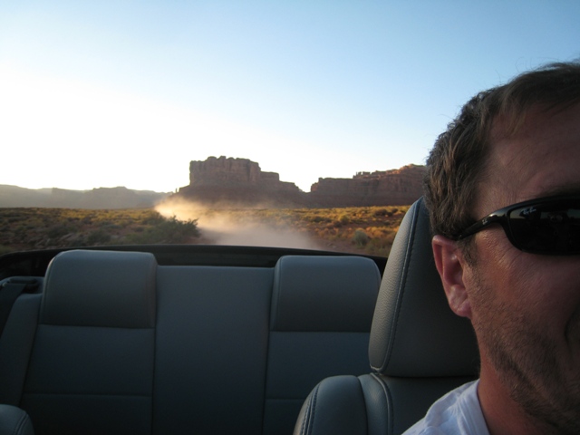 Boys will be boys… Paul gives the Mustang its head in the Valley of the Gods…