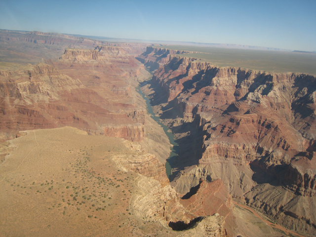 The Colorado River at the bottom of the canyon
