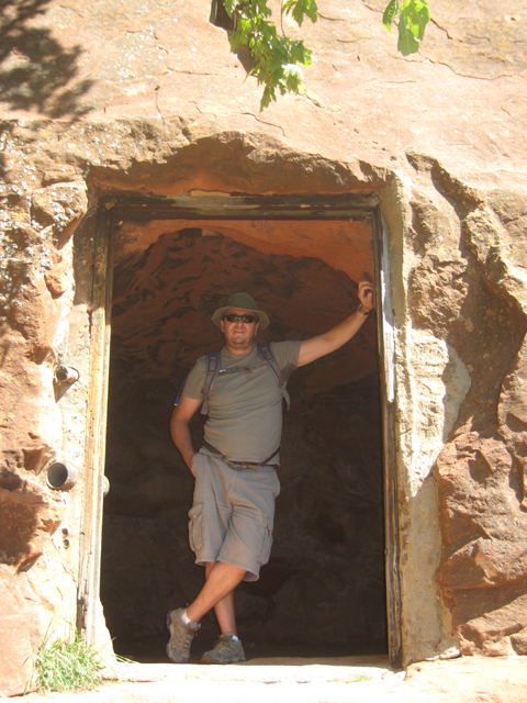 Paul in the doorway of the cave at the start of the West Fork trail…
